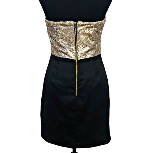 Line & Dot Strapless Bodycon Mini Sequin Dress Colorblock Party Shift Holiday - Picture 5 of 11